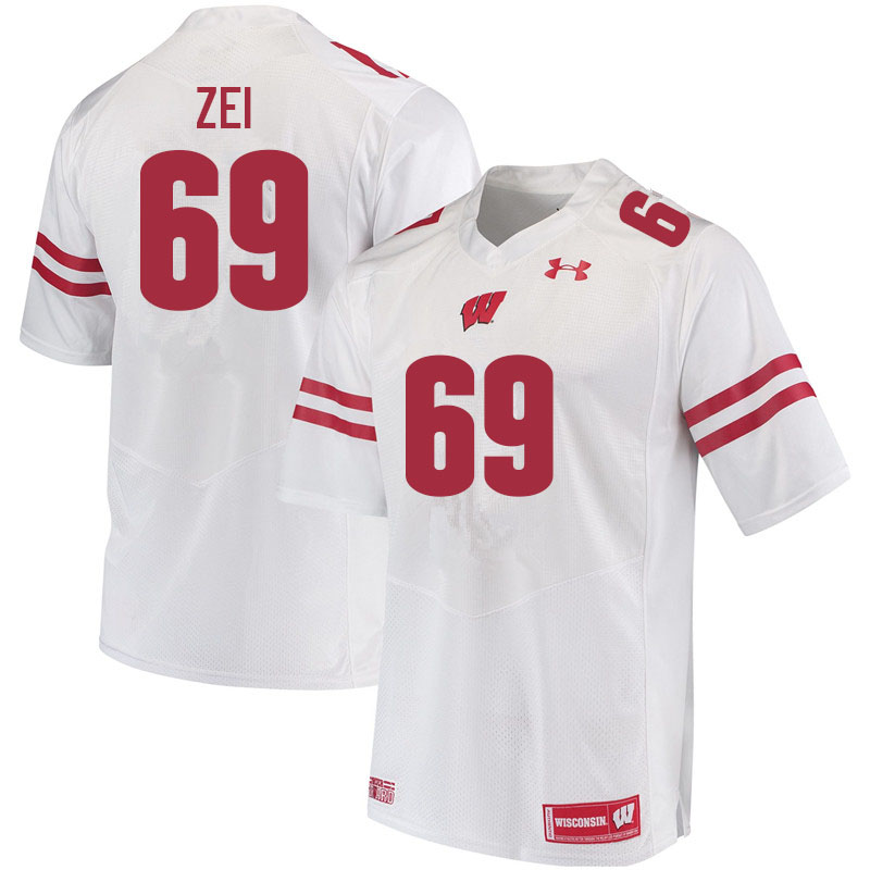 Wisconsin Badgers Men's #69 Zach Zei NCAA Under Armour Authentic White College Stitched Football Jersey MU40V55JQ